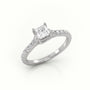Princess Cut Diamond 4 Prongs Scallop Setting Engagement Ring — White Gold