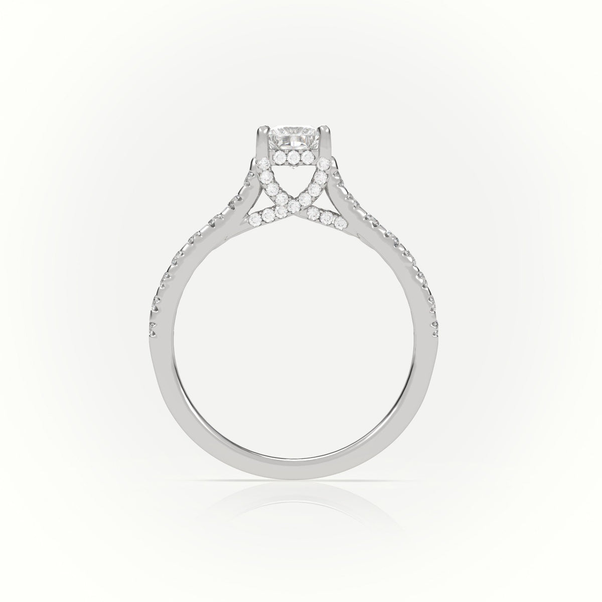 Princess Cut Diamond 4 Prongs Scallop Setting Engagement Ring — White Gold