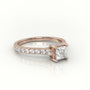 Princess Cut Diamond 4 Prongs Scallop Setting Engagement Ring — Rose Gold