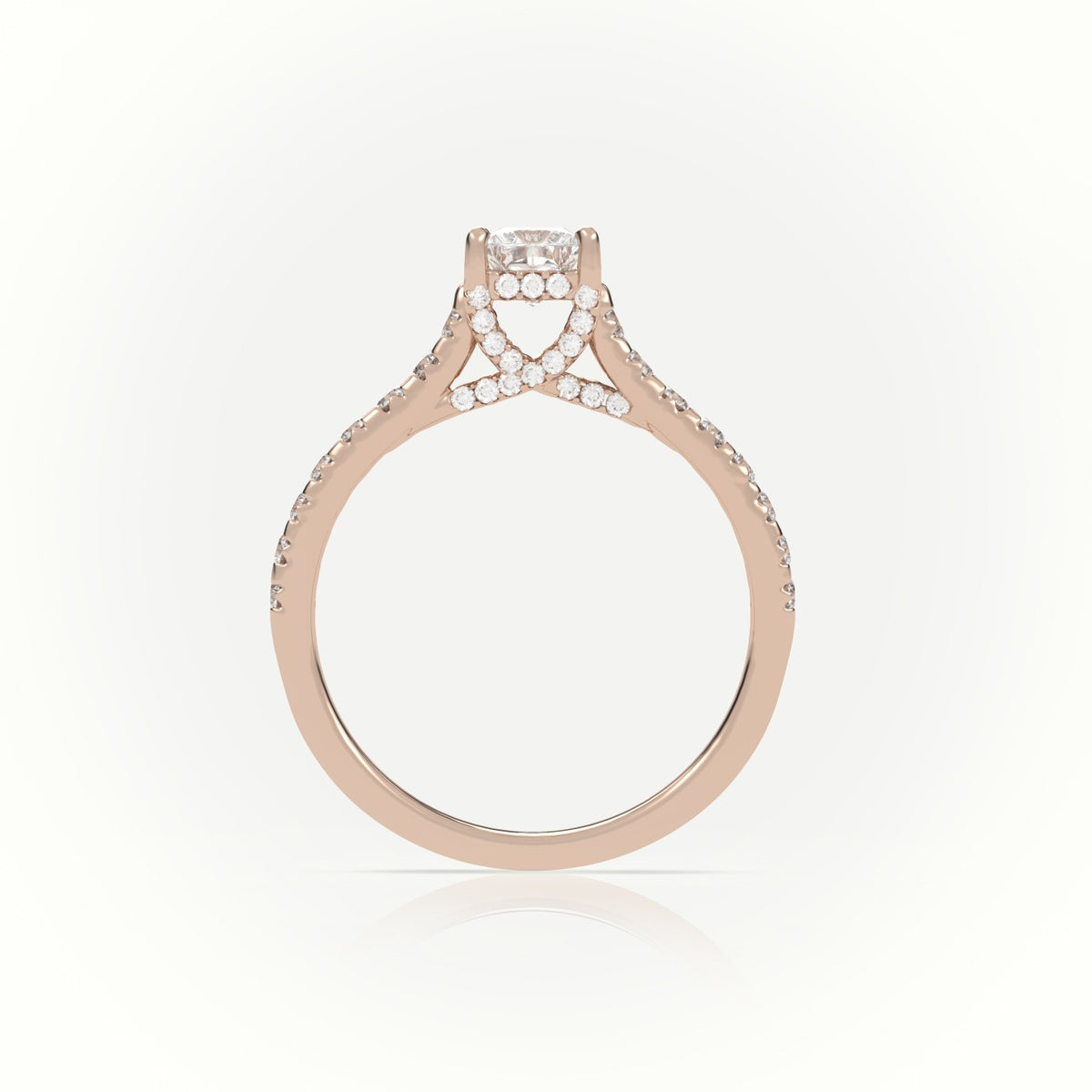 Princess Cut Diamond 4 Prongs Scallop Setting Engagement Ring — Rose Gold