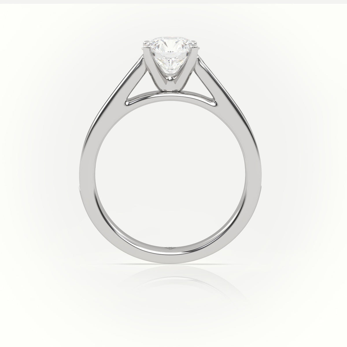 Round Cut Diamond 4 Prongs Channel-Setting Engagement Ring — White Gold