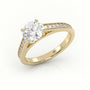 Round Cut Diamond 4 Prongs Channel-Setting Engagement Ring — Yellow Gold