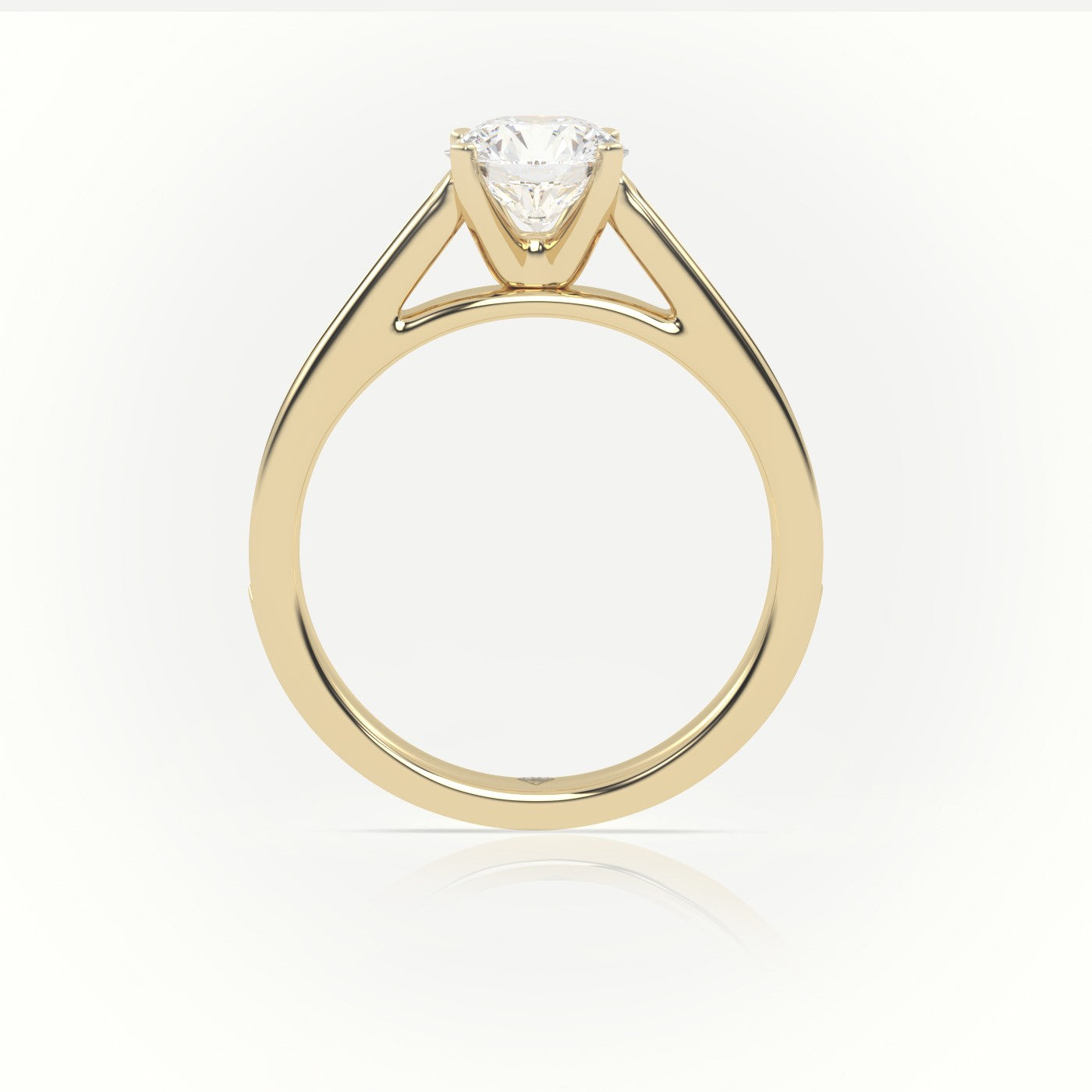 Round Cut Diamond 4 Prongs Channel-Setting Engagement Ring — Yellow Gold