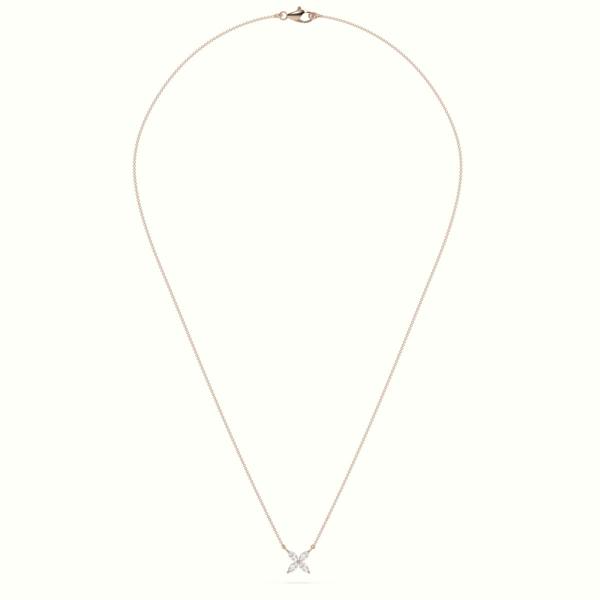 Small Lotus Marquise-Cut Diamond Pendant Necklace