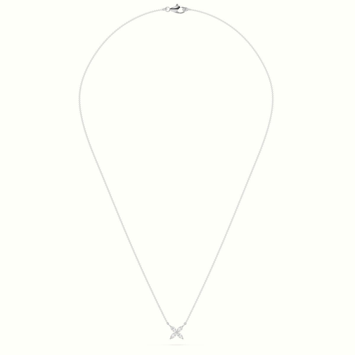 Small Lotus Marquise-Cut Diamond Pendant Necklace