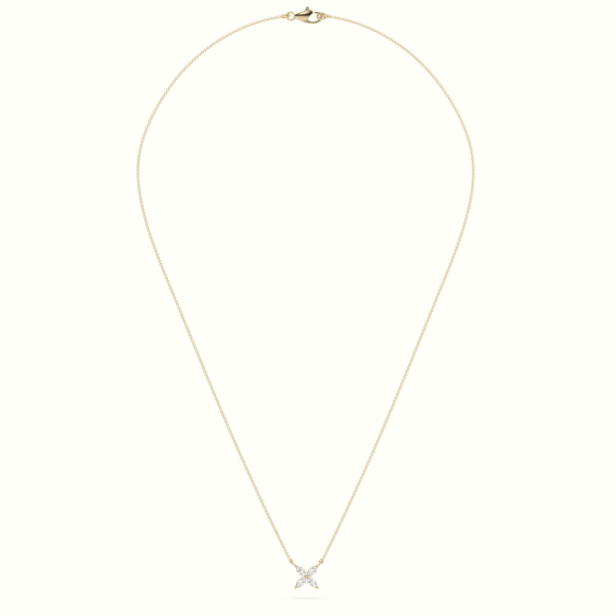 Small Lotus Marquise-Cut Diamond Pendant Necklace