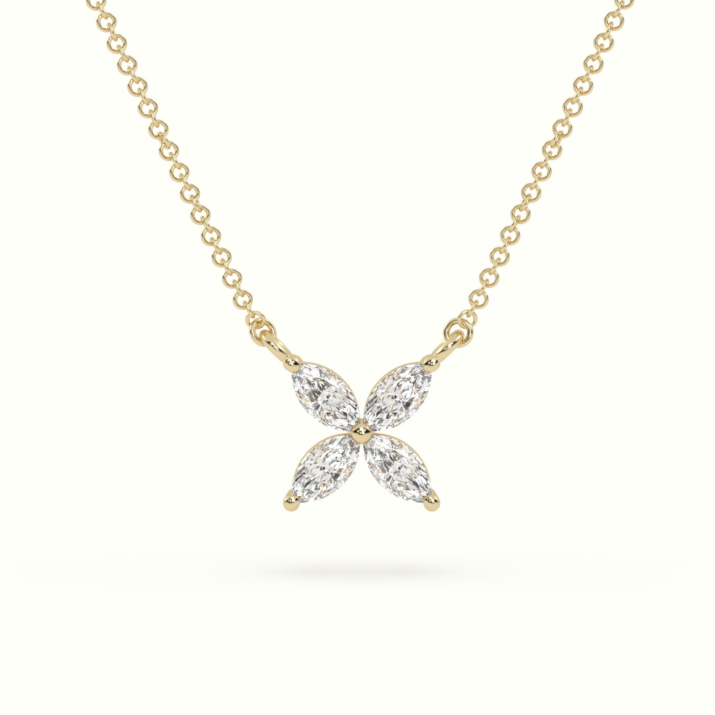 Small Lotus Marquise-Cut Diamond Pendant Necklace