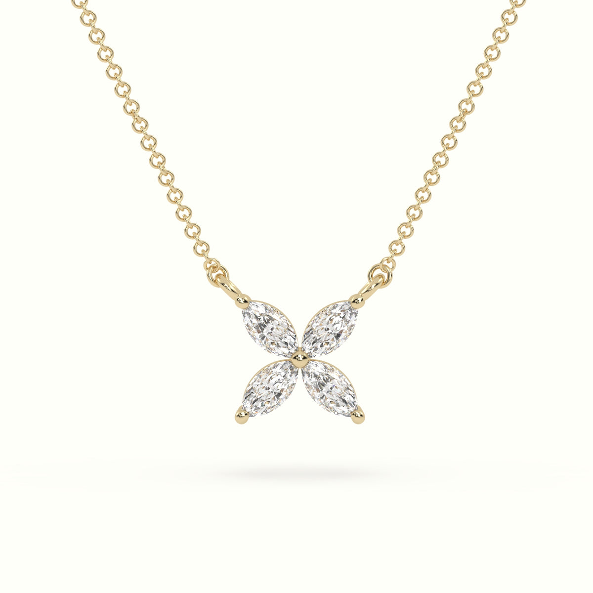 Small Lotus Marquise-Cut Diamond Pendant Necklace