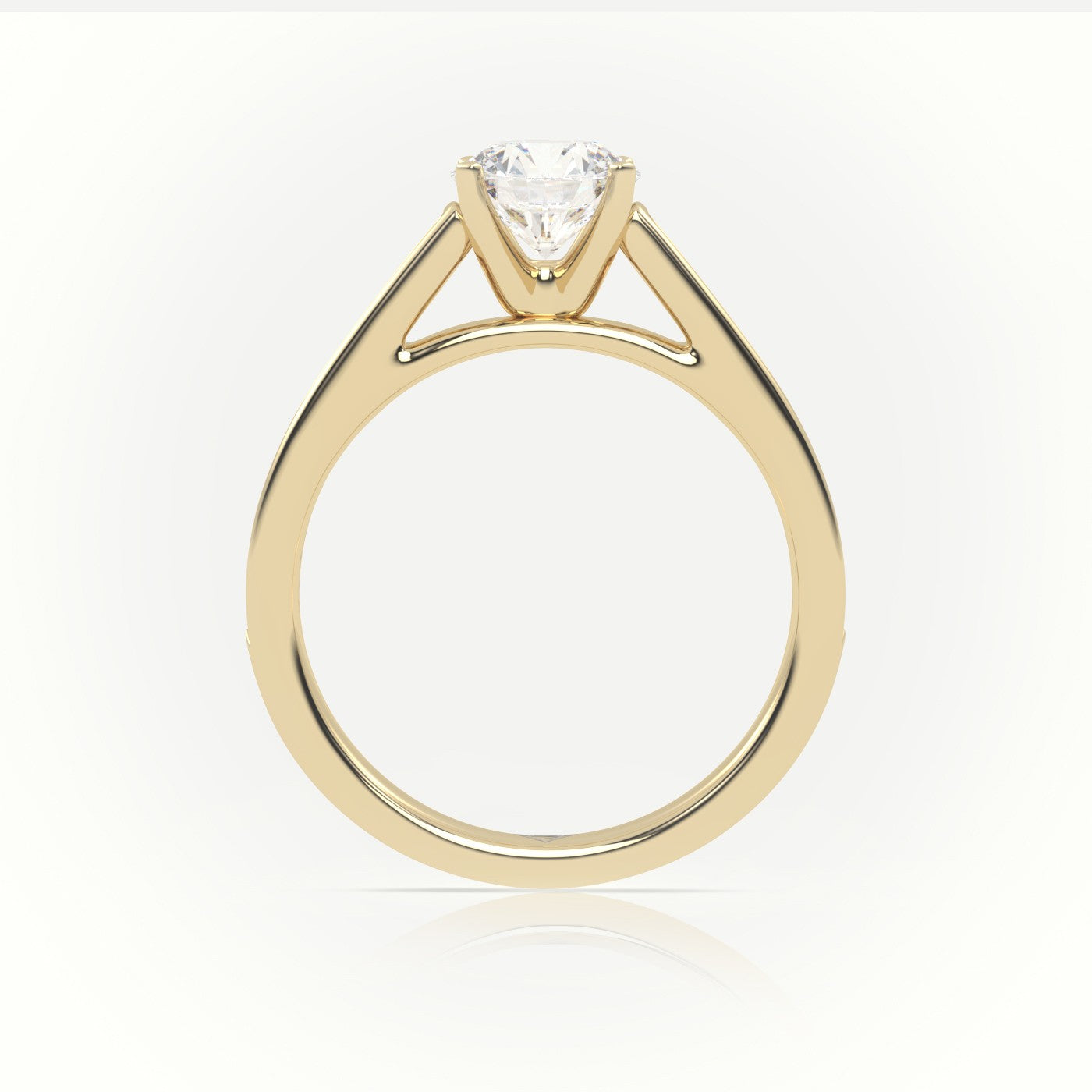 Round Briliant Cut Diamond 4 Prongs Channel Setting Engagement Ring — Yellow Gold