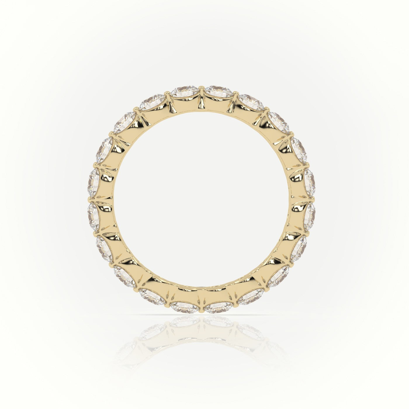 Round Cut Diamonds Stylish Eternity Wedding Band — Yellow Gold