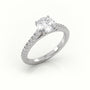 Round Cut Diamond Pave Setting Engagement Ring — White Gold