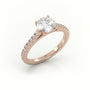 Round Cut Diamond Pave Setting Engagement Ring — Rose Gold