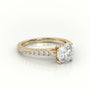Round Cut Diamond Pave Setting Engagement Ring — Yellow Gold