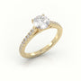 Round Cut Diamond Pave Setting Engagement Ring — Yellow Gold