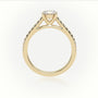 Round Cut Diamond Pave Setting Engagement Ring — Yellow Gold