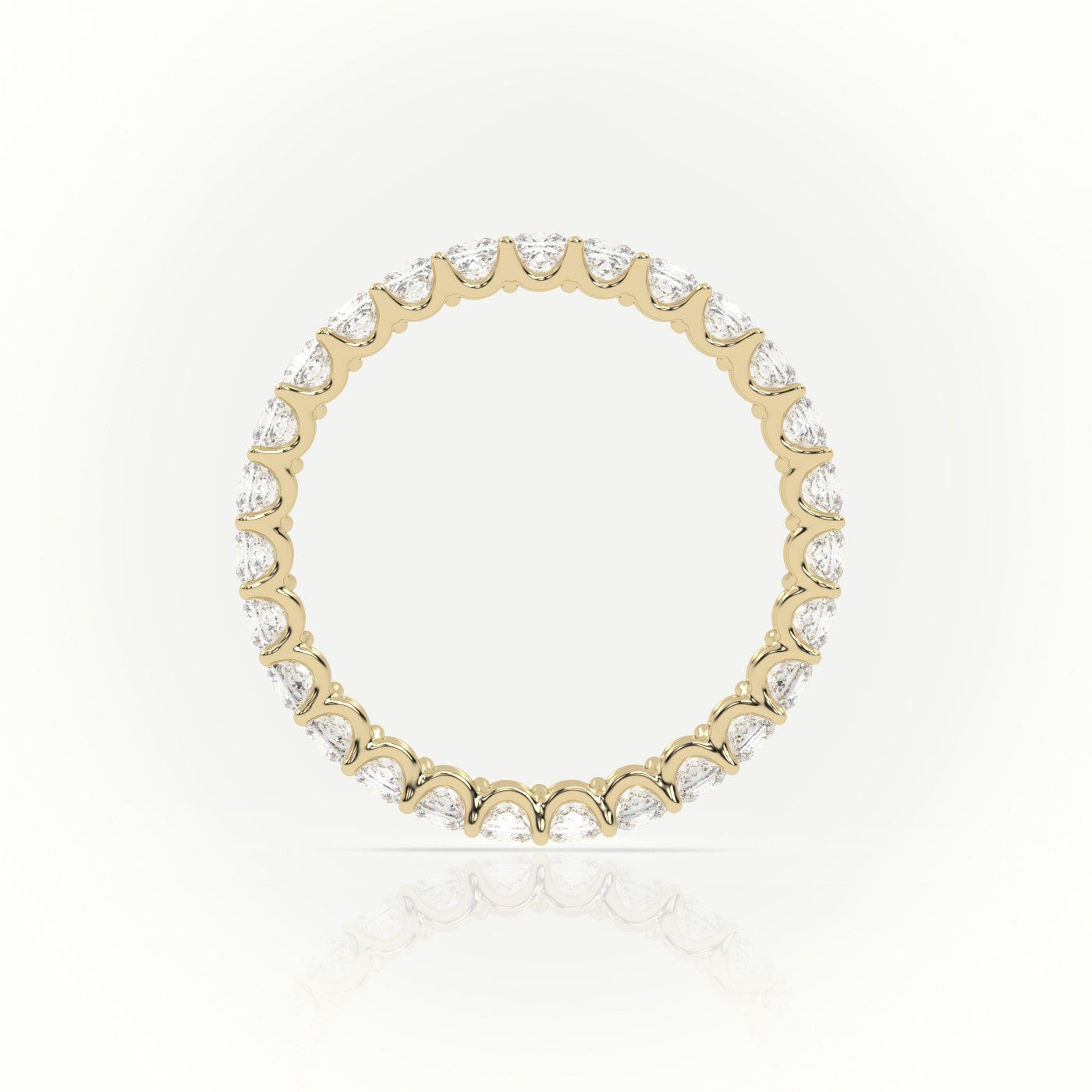 Princess Cut 4 Prongs Eternity Wedding Band — Yellow Gold