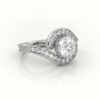 Round Diamond 4 Prongs Swirl Design Engagement Ring — White Gold