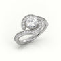 Round Diamond 4 Prongs Swirl Design Engagement Ring — White Gold