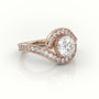 Round Diamond 4 Prongs Swirl Design Engagement Ring — Rose Gold