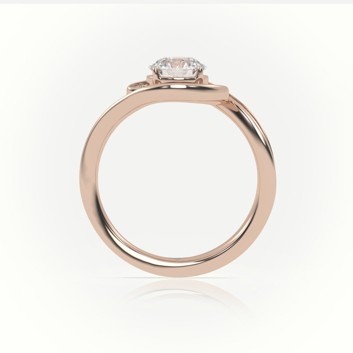 Round Diamond 4 Prongs Swirl Design Engagement Ring — Rose Gold