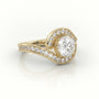 Round Diamond 4 Prongs Swirl Design Engagement Ring — Yellow Gold