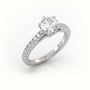 Round Cut Diamond 6 Prongs Pave Setting Engagement Ring — White Gold