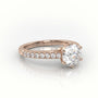 Round Cut Diamond 6 Prongs Pave Setting Engagement Ring — Rose Gold
