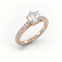 Round Cut Diamond 6 Prongs Pave Setting Engagement Ring — Rose Gold