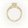 Round Cut Diamond 6 Prongs Pave Setting Engagement Ring — Yellow Gold