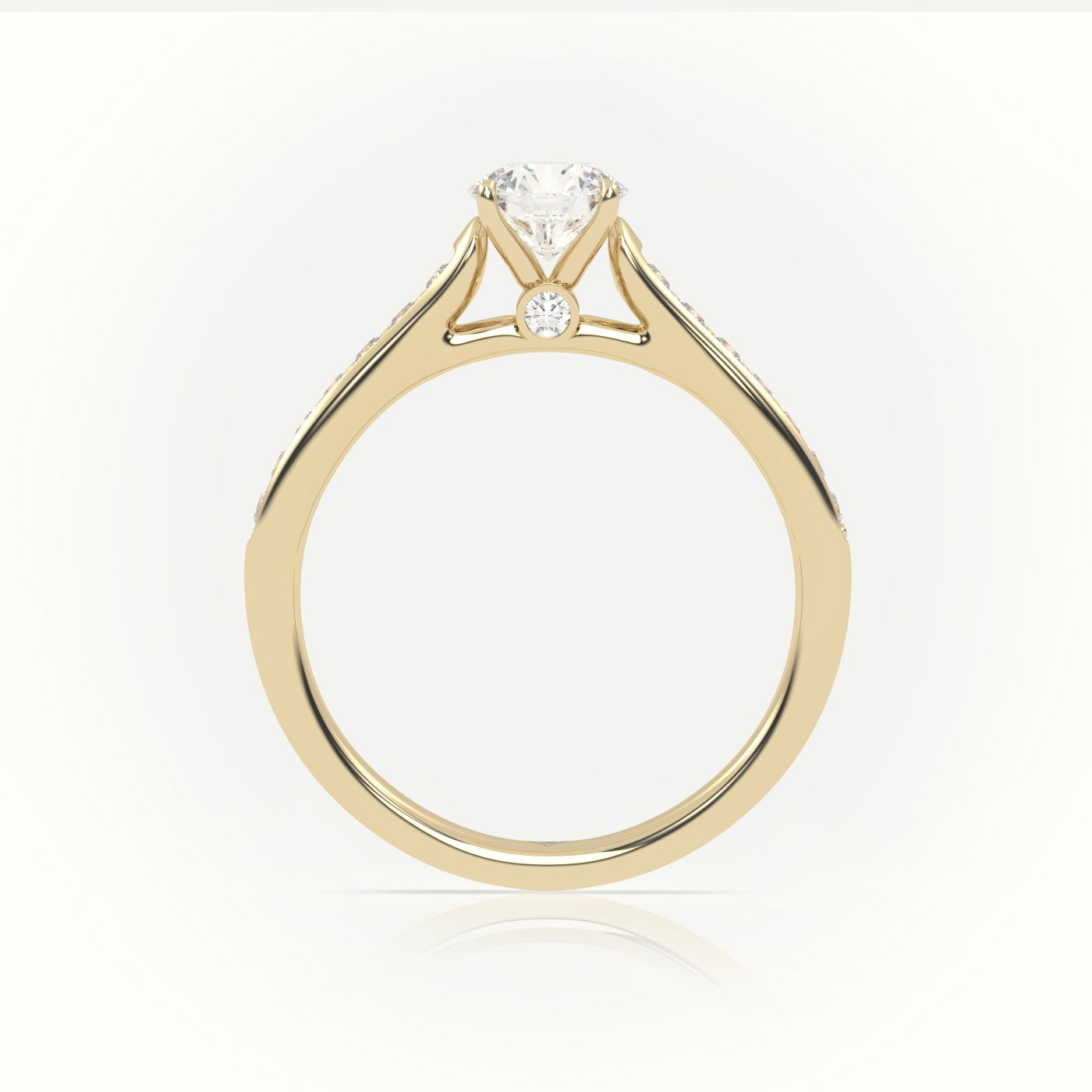 Round Cut Diamond 4 Prongs Channel Setting Engagement Ring — Yellow Gold