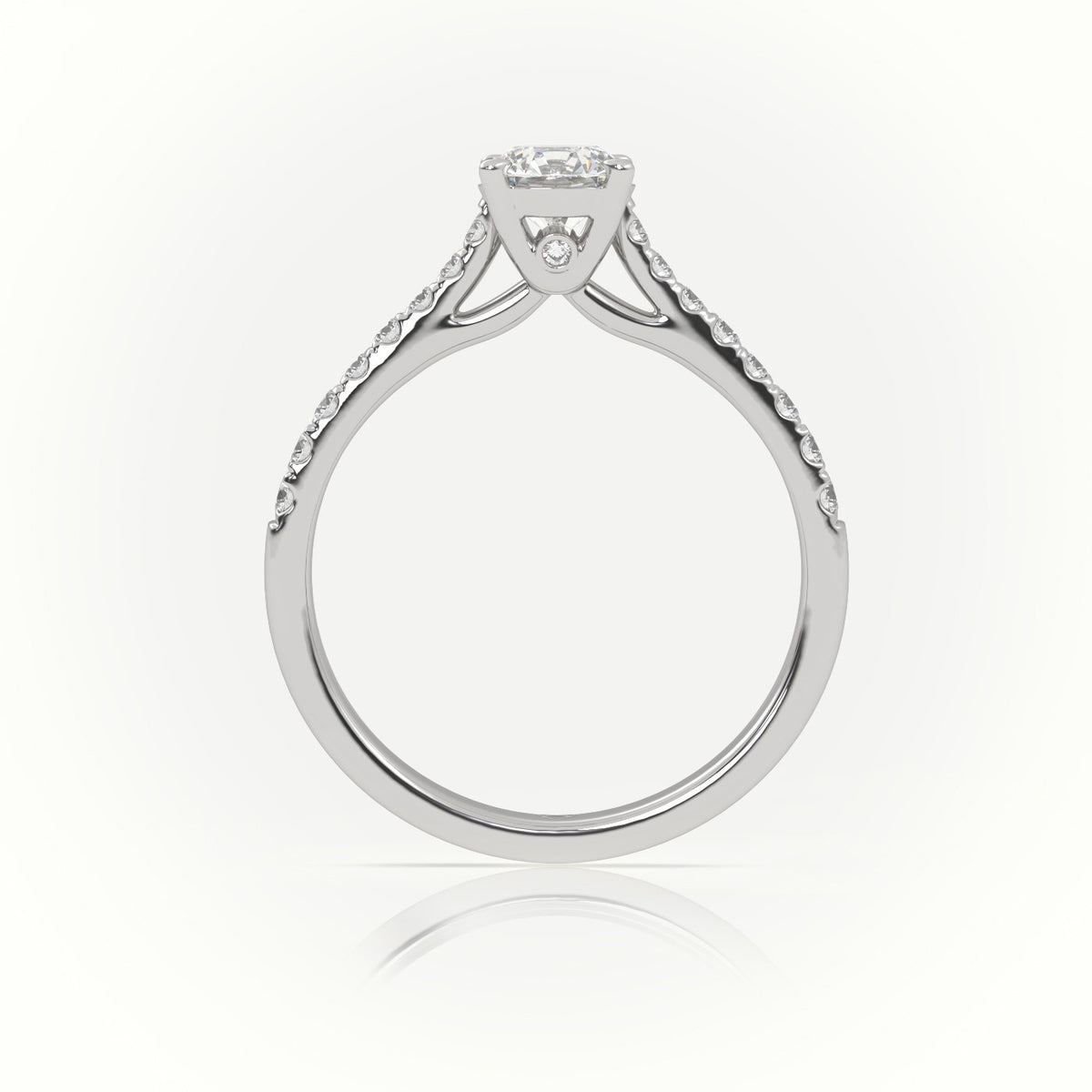 Round Cut Diamond 4 Prongs Scallop Setting Engagement Ring — White Gold