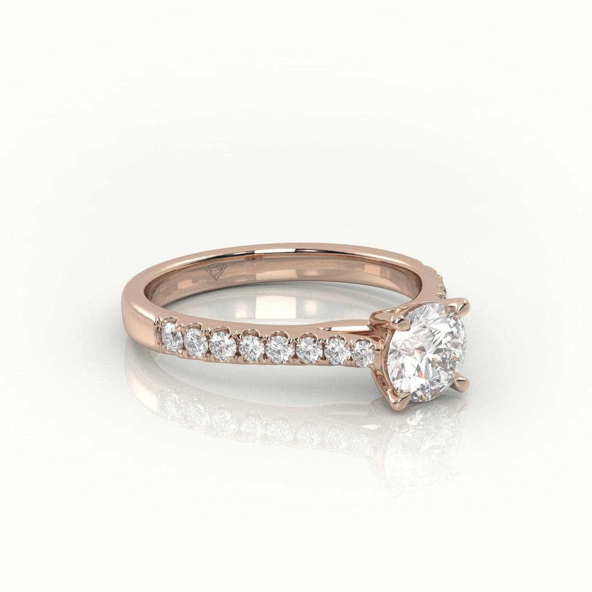 Round Cut Diamond 4 Prongs Scallop Setting Engagement Ring — Rose Gold
