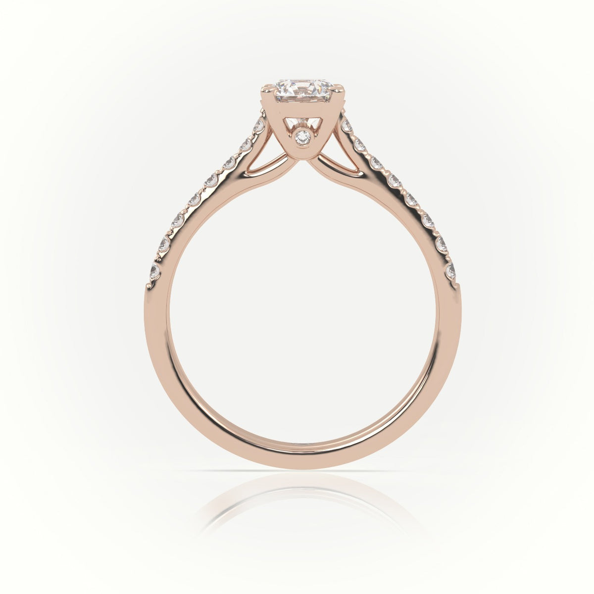 Round Cut Diamond 4 Prongs Scallop Setting Engagement Ring — Rose Gold