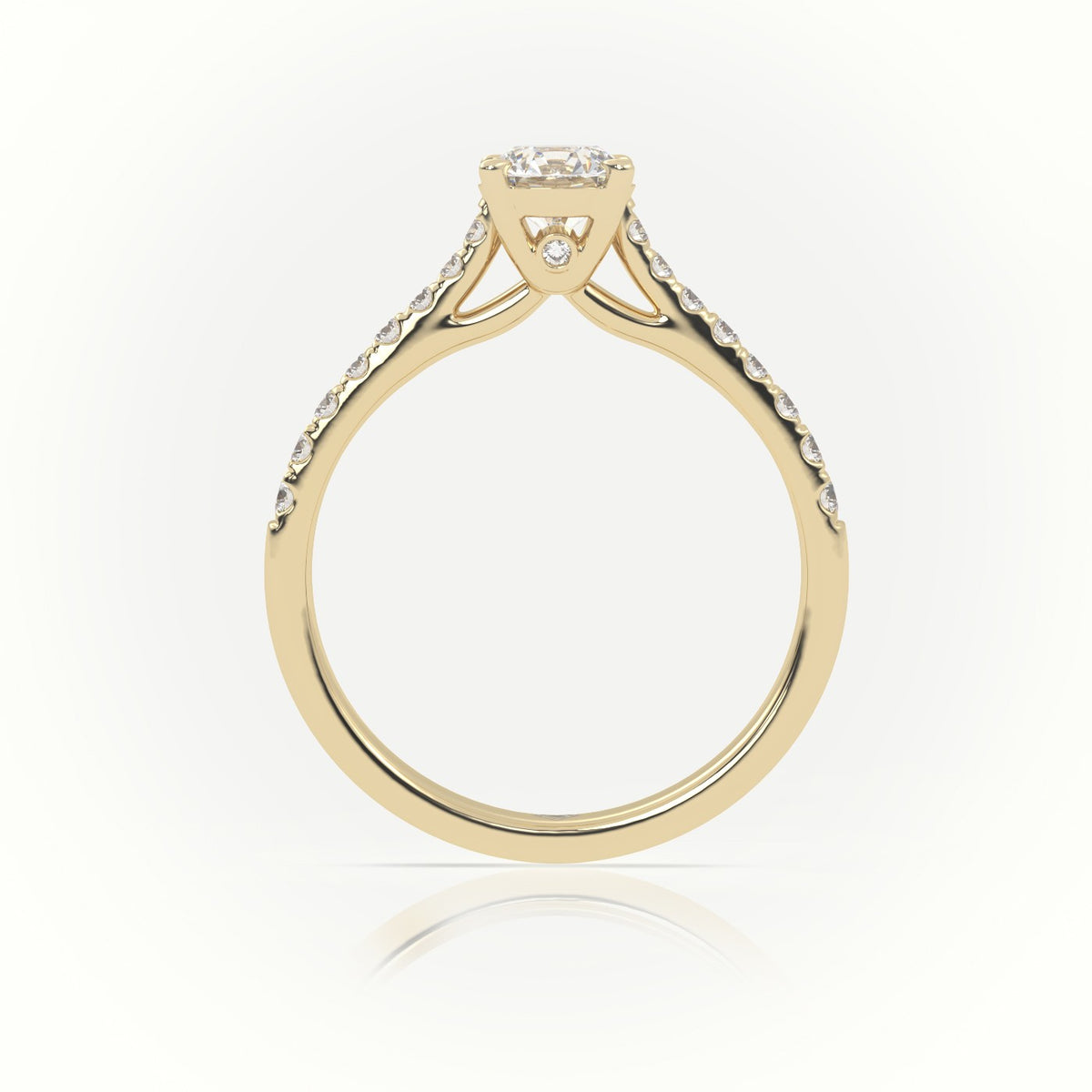 Round Cut Diamond 4 Prongs Scallop Setting Engagement Ring — Yellow Gold