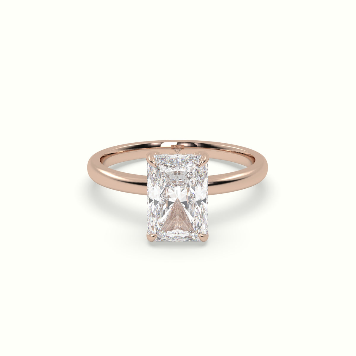 The Tulip Radiant Cut 4 Prong Hidden Halo Diamond Engagement Ring