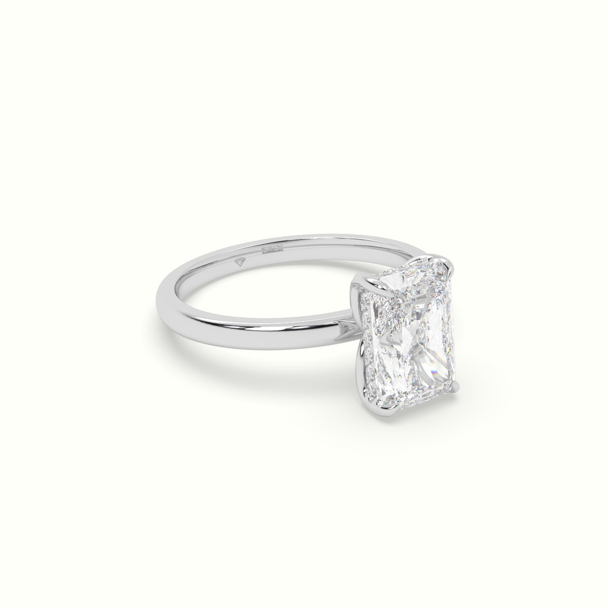 The Tulip Radiant Cut 4 Prong Hidden Halo Diamond Engagement Ring
