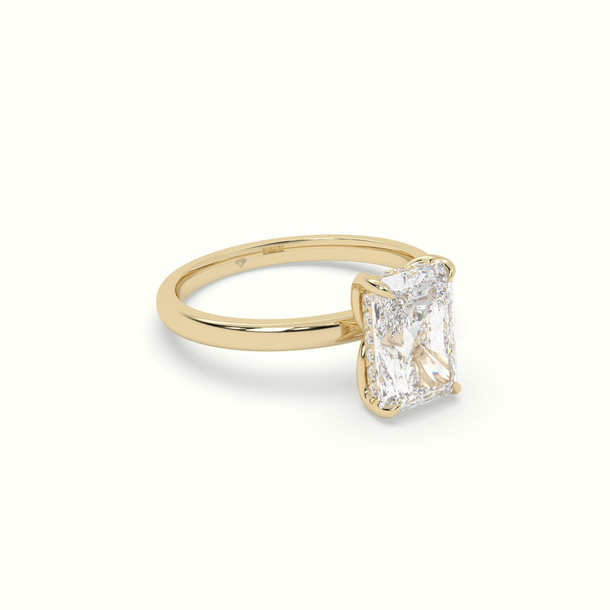 The Tulip Radiant Cut 4 Prong Hidden Halo Diamond Engagement Ring