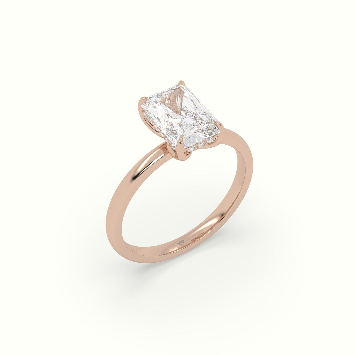 The Tulip Radiant Cut 4 Prong Hidden Halo Diamond Engagement Ring