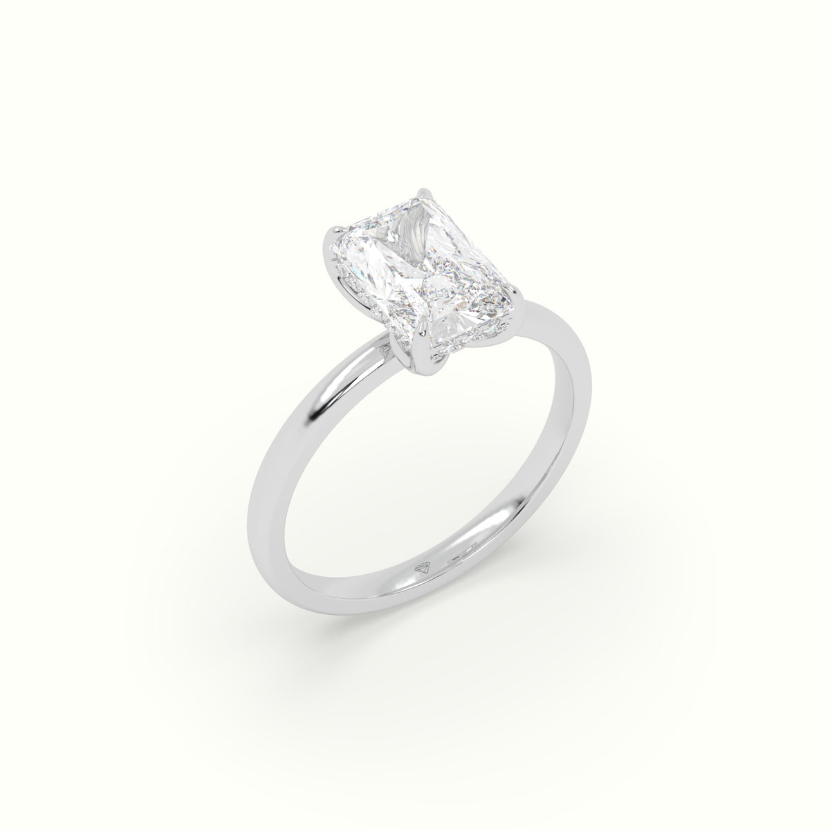 The Tulip Radiant Cut 4 Prong Hidden Halo Diamond Engagement Ring