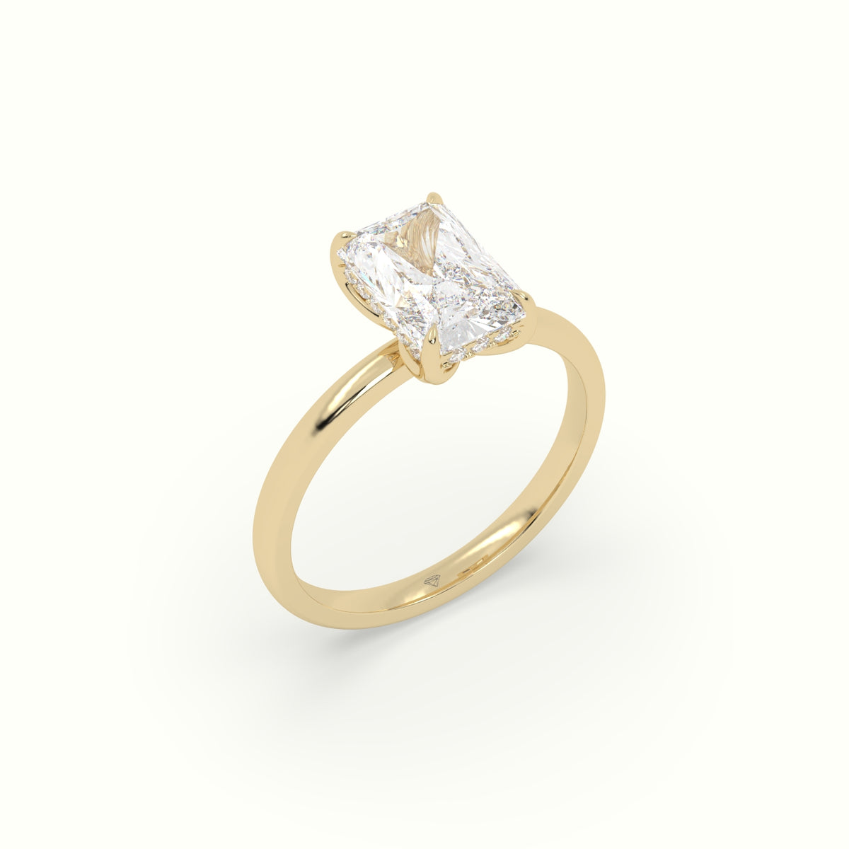 The Tulip Radiant Cut 4 Prong Hidden Halo Diamond Engagement Ring