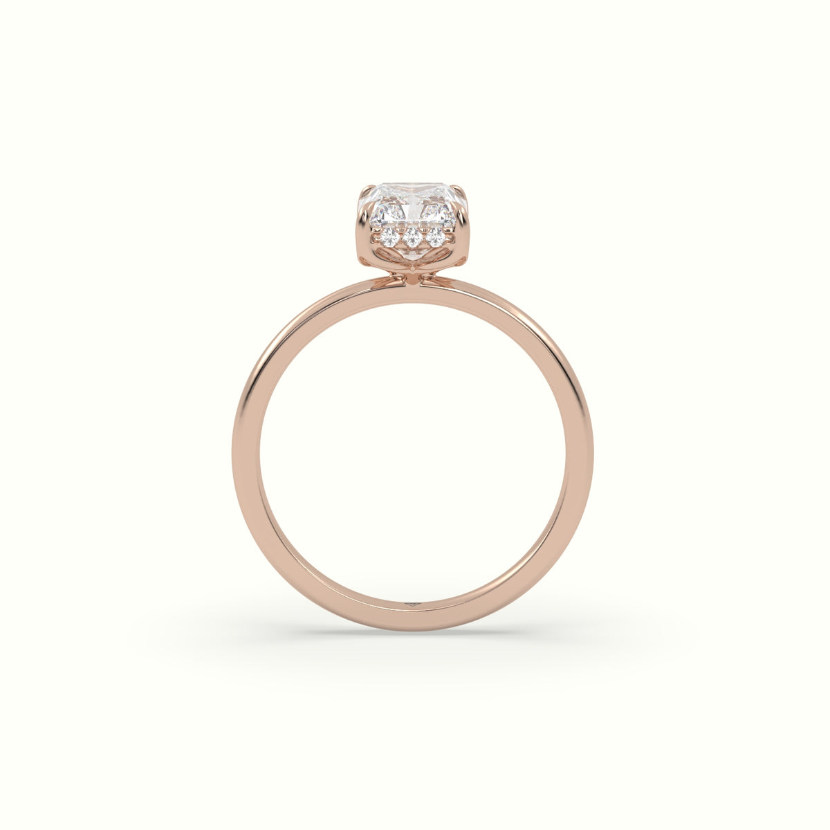 The Tulip Radiant Cut 4 Prong Hidden Halo Diamond Engagement Ring