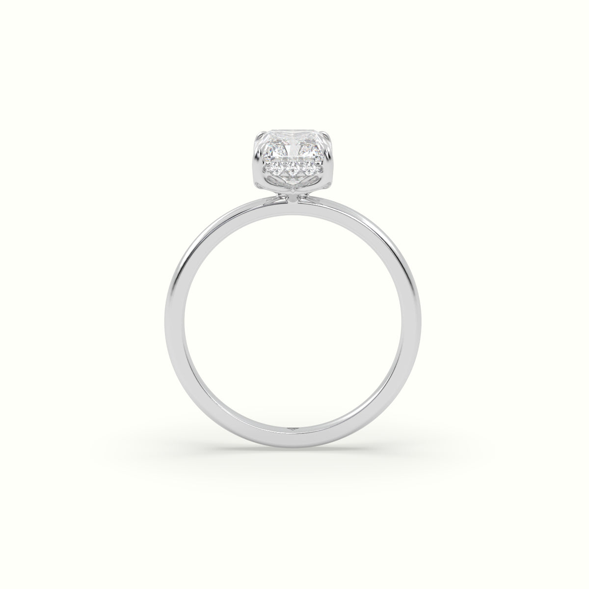 The Tulip Radiant Cut 4 Prong Hidden Halo Diamond Engagement Ring
