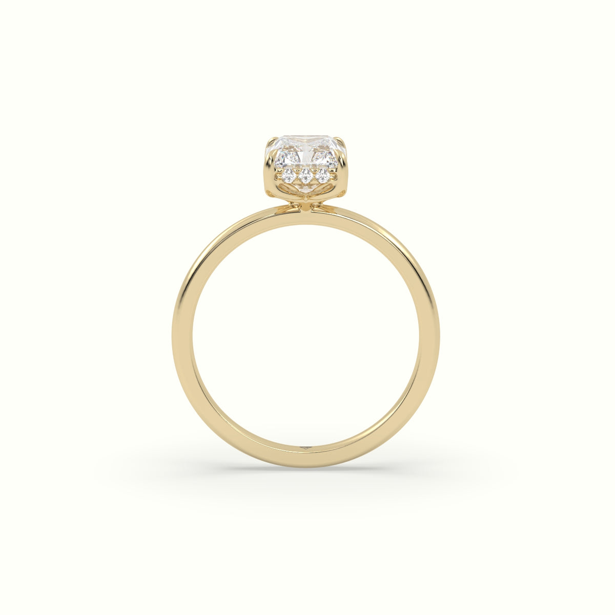 The Tulip Radiant Cut 4 Prong Hidden Halo Diamond Engagement Ring