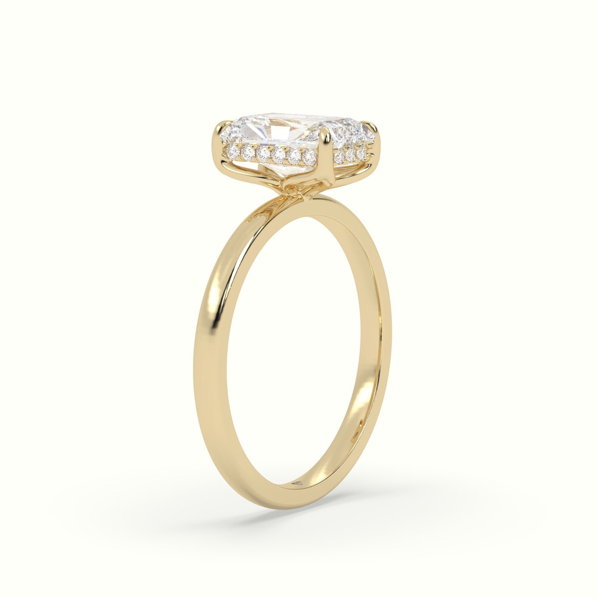 The Tulip Radiant Cut 4 Prong Hidden Halo Diamond Engagement Ring