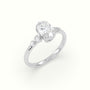 Oval Cut Diamond Sidestone Engagement Ring — White Gold