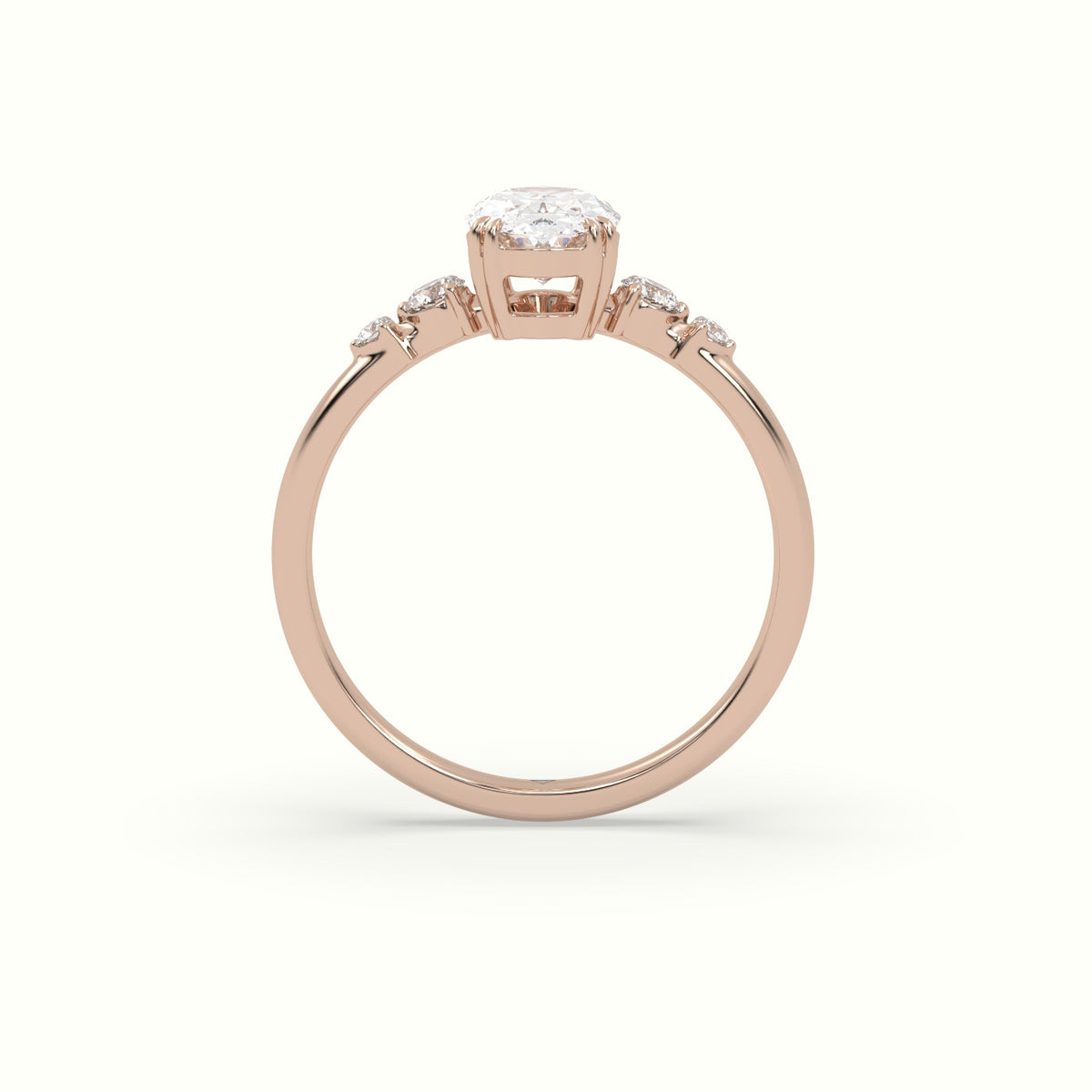 Oval Cut Diamond Sidestone Engagement Ring — Rose Gold