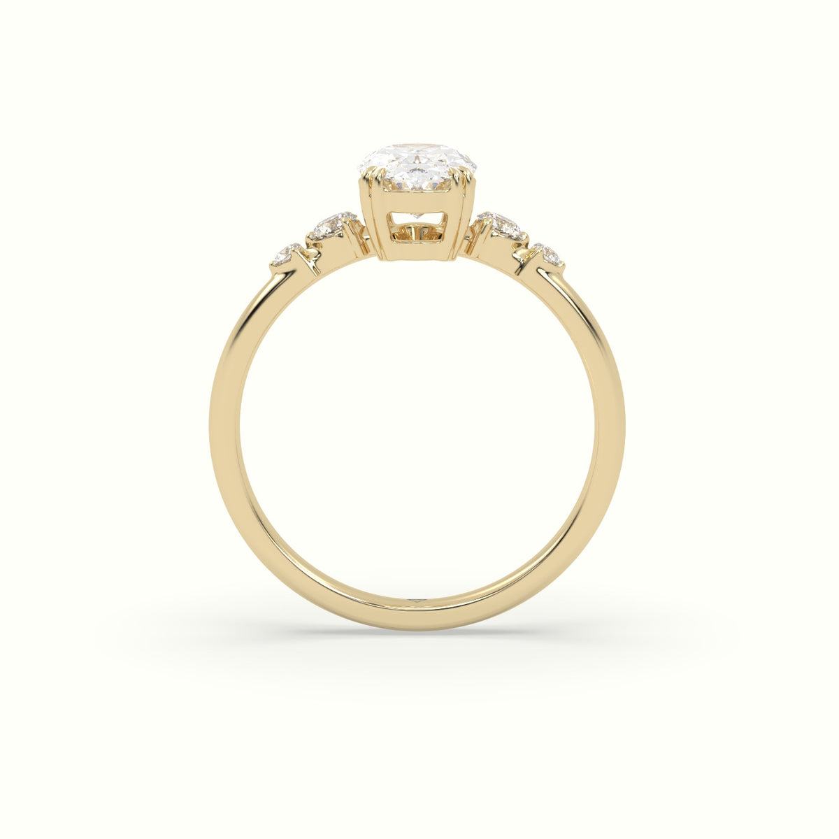 Oval Cut Diamond Sidestone Engagement Ring — Yellow Gold