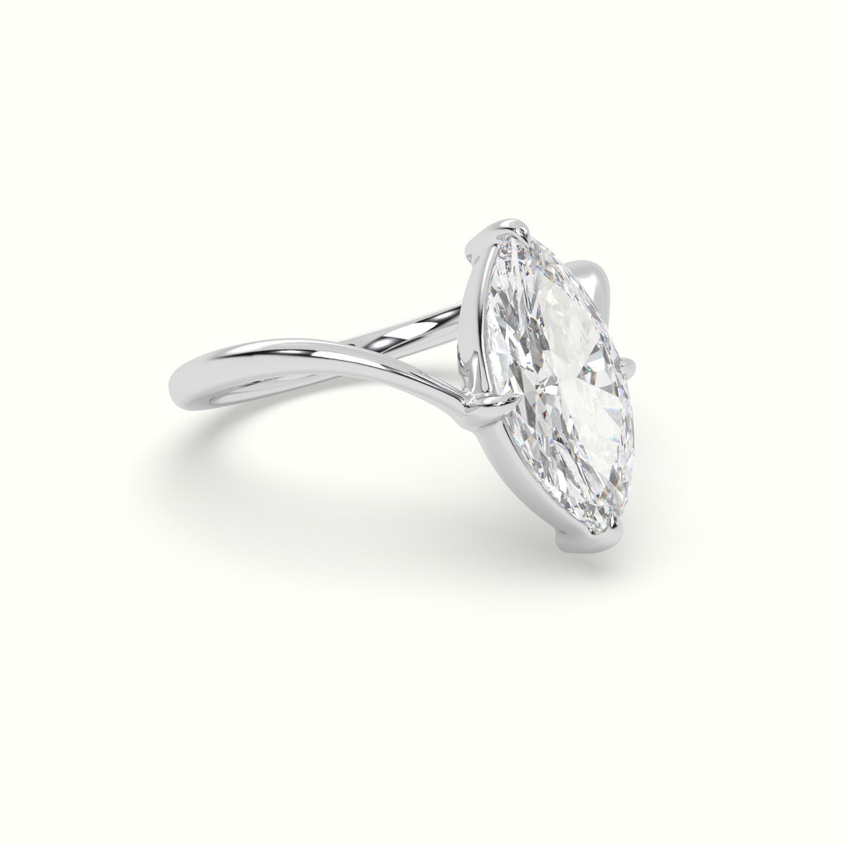 Marquise Solitaire Engagement Ring — White Gold