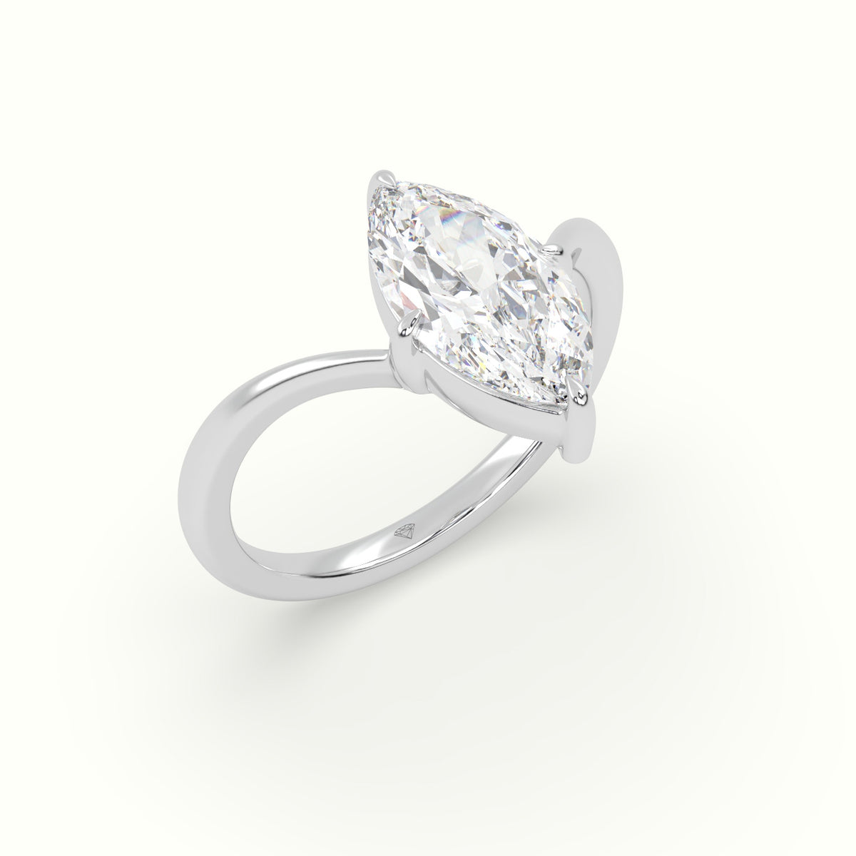 Marquise Solitaire Engagement Ring — White Gold