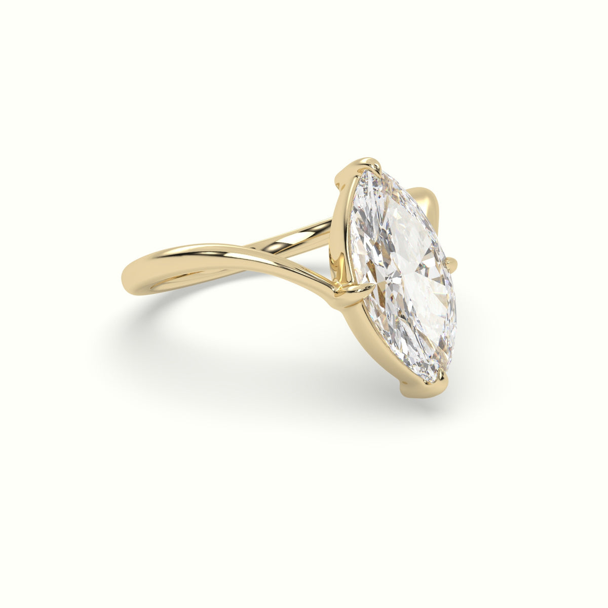 Marquise Solitaire Engagement Ring — Yellow Gold